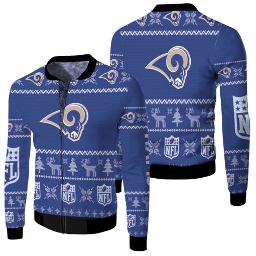 Los Angeles Rams Ugly Sweatshirt Christmas 3d Fleece Bomber Jacket