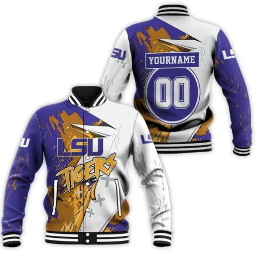 Lsu Tigers Ncaa For Lsu Fan 3d Personalized Baseball Jacket