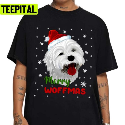 Maltese Dog Christmas Merry Woffmas Unisex Sweatshirt