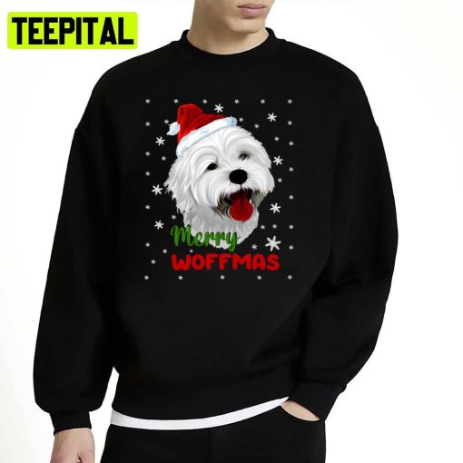 Maltese Dog Christmas Merry Woffmas Unisex Sweatshirt