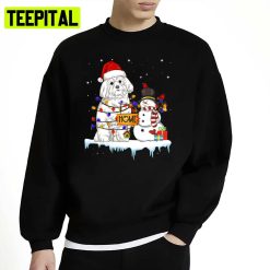 Maltese Dog Christmas Snowman Funny Art Unisex Sweatshirt