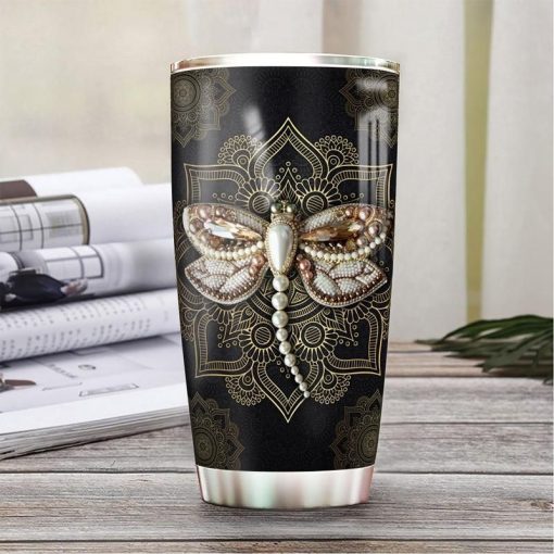 Mandala Dragonfly Stainless Steel Cup