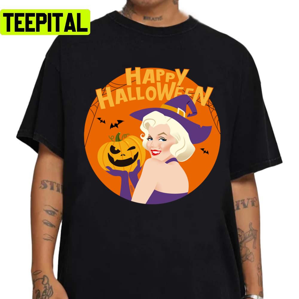 Marilyn Monroe Trick Or Treat Halloween Illustration Unisex Sweatshirt