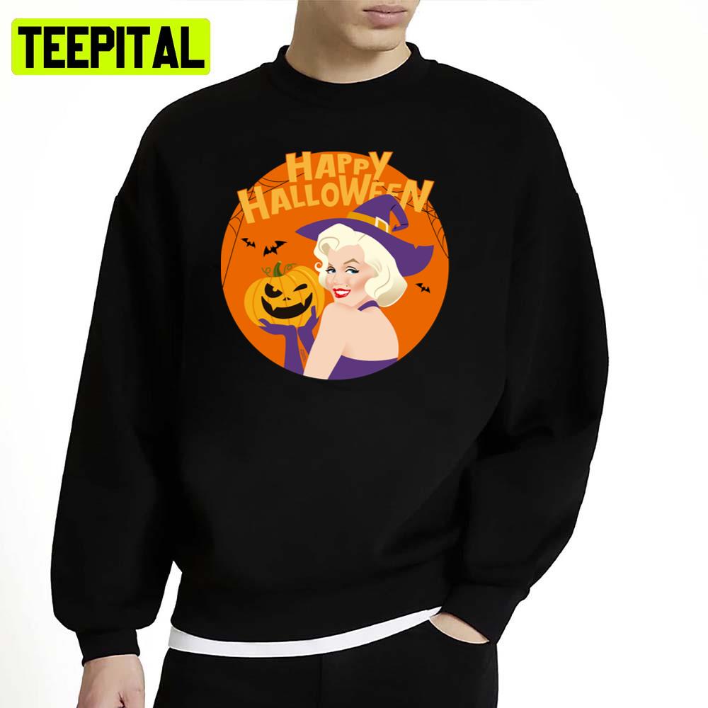 Marilyn Monroe Trick Or Treat Halloween Illustration Unisex Sweatshirt
