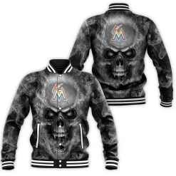 Marlins Mlb Fans Skull Baseball Jacket