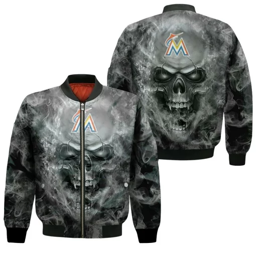 Marlins Mlb Fans Skull Bomber Jacket