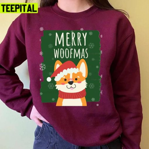 Merry Woofmas Christmas Festive Santa Hat Corgi Unisex Sweatshirt