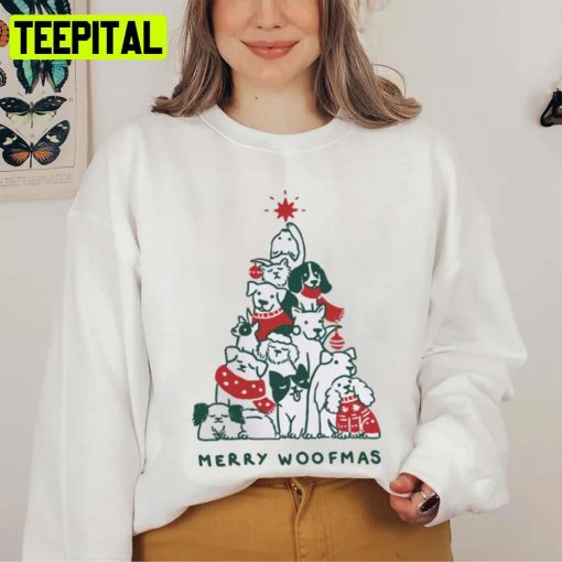 Merry Woofmas Funny Merry Christmas Tree Dogs S Owner For Women Men Unisex Sweatshirt
