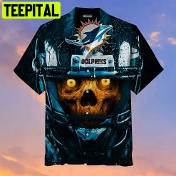 Miami Dolphin 3D Skull Face All Over Print Hawaiian Shirt