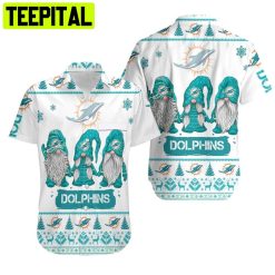 Miami Dolphins Beach Christmas Gnomes  Ugly 3D Hawaiian Shirt