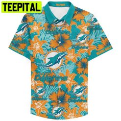 Miami Dolphins Hawaiian Shirt Football Teams Custom Name Button Up Hawaiian Shirt