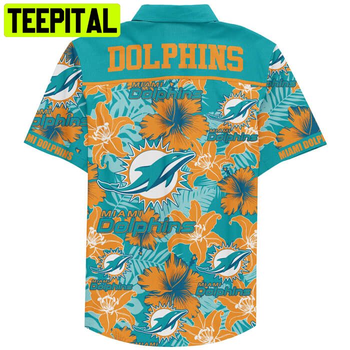Miami Dolphins Hawaiian Shirt Football Teams Custom Name Button Up Hawaiian Shirt