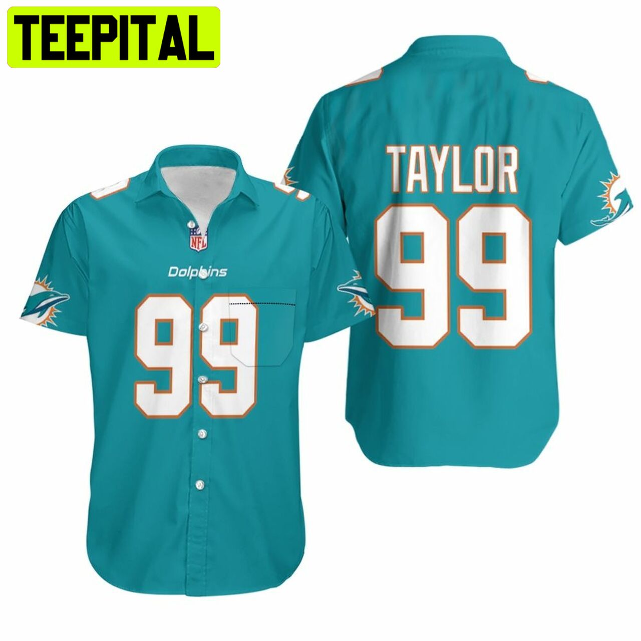 Miami Dolphins Jason Taylor #99 NFL American Football 01 Hawaiian Shirt