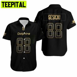 Miami Dolphins Mike Gesicki #86 NFL Black Golden Hawaiian Shirt