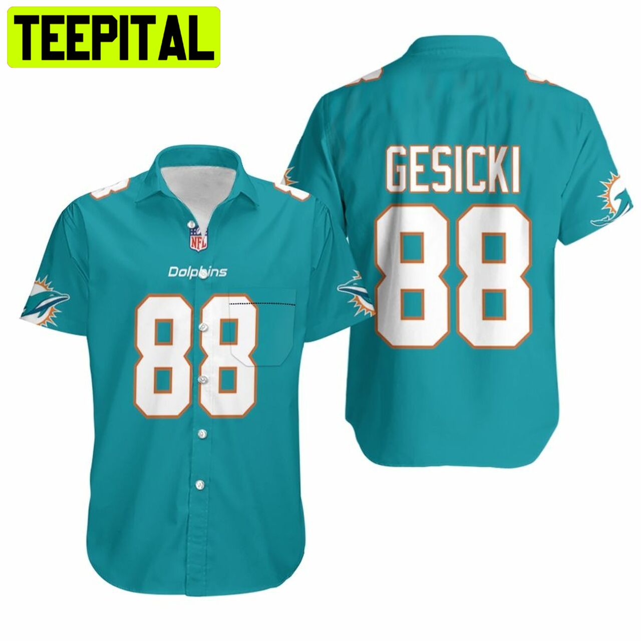 Miami Dolphins Mike Gesicki #88 NFL American Football Team Hawaiian Shirt