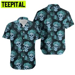 Miami Dolphins Mystery Skull And Flower Hawaiian Shirt