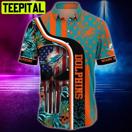 Miami Dolphins NFL and T-shirt Skull Tropical Hawaiian Shirt