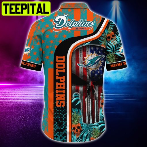 Miami Dolphins NFL and T-shirt Skull Tropical Hawaiian Shirt