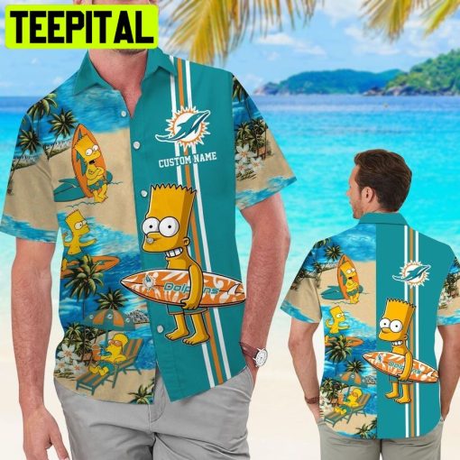 Miami Dolphins Simpsons Custom Tropical Aloha Hawaiian Shirt