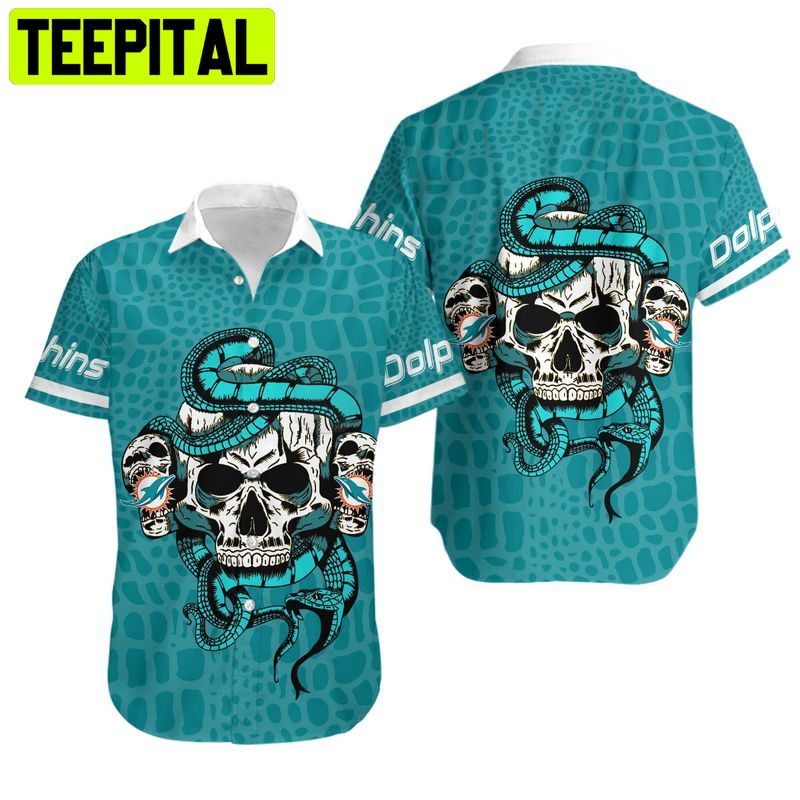 Miami Dolphins Snake And Skull Hawaiian Shirt