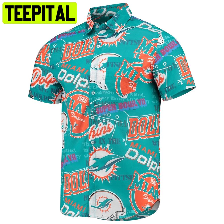 Miami Dolphins Button-Down Shirts Men's Casual Hawaiian T