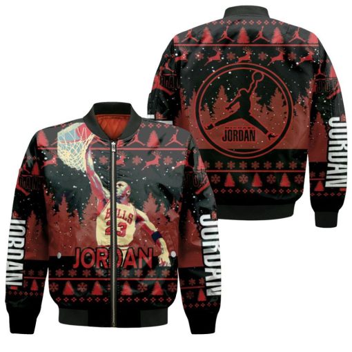 Michael Jordan Jump Shot Christmas Decor Bomber Jacket