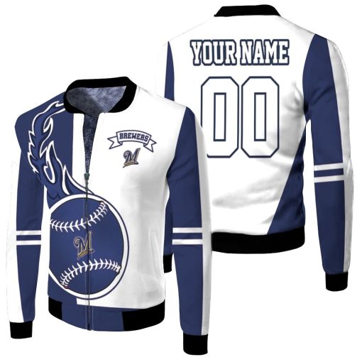 Milwaukee Brewers 3d Personalized Fleece Bomber Jacket