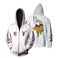 Minnesota Vikings Nfl Bomber Jacket 3d Jersey Zip Hoodie