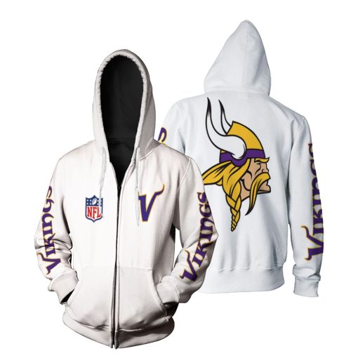 Minnesota Vikings Nfl Bomber Jacket 3d Zip Hoodie