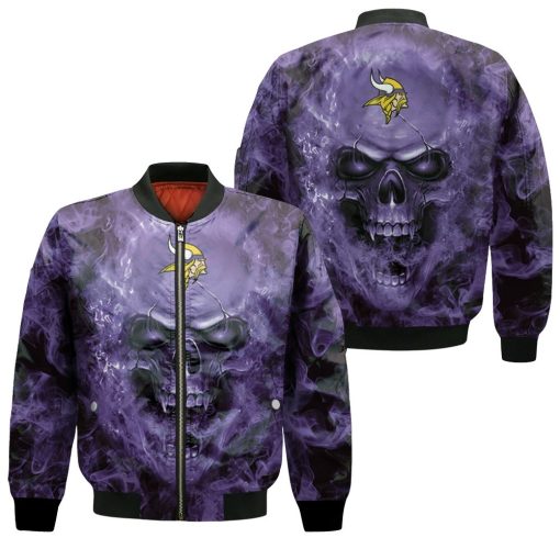 Minnesota Vikings Nfl Fans Skull Bomber Jacket