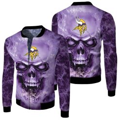 Minnesota Vikings Skull For Vikings Fan 3d Jersey Fleece Bomber Jacket