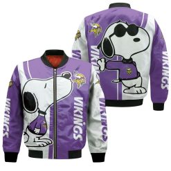 Minnesota Vikings Snoopy Lover 3d Printed Bomber Jacket