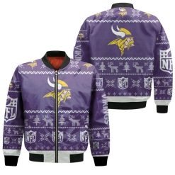 Minnesota Vikings Ugly Sweatshirt Christmas 3d Bomber Jacket