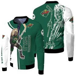 Minnesota Wild And Zombie For Fans Fleece Bomber Jacket