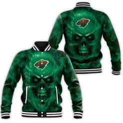 Minnesota Wild Nhl Fans Skull Baseball Jacket