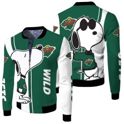 Minnesota Wild Snoopy Lover 3d Printed Fleece Bomber Jacket