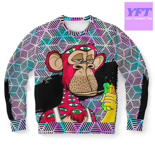 Monkey Holographic Psychedelic 3d Ugly Christmas Sweater