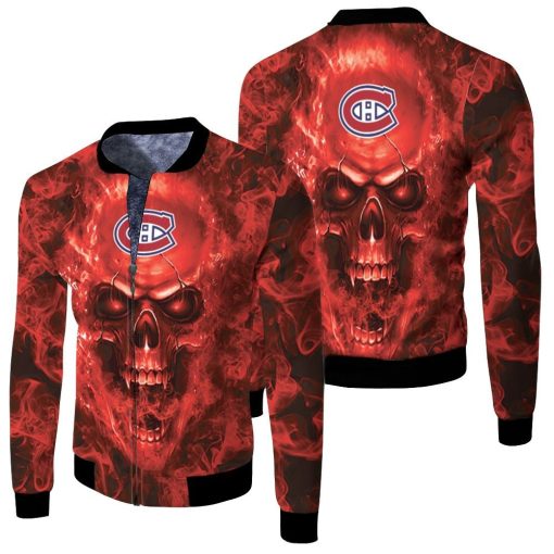 Montreal Canadiens Nhl Fans Skull Fleece Bomber Jacket