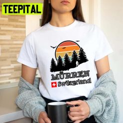 Mürren Hiking Forest Mountain Retro Sunset Switzerland Unisex T-Shirt