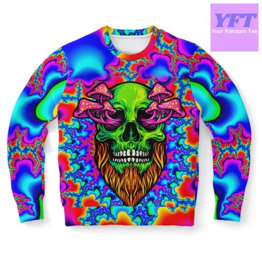 Mushroom Head Holographic Psychedelic 3d Ugly Christmas Sweater