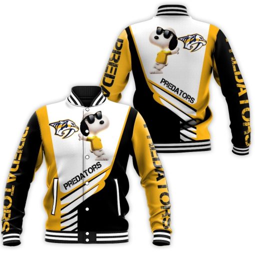 Nashville Predators Snoopy For Fans 3d Baseball Jacket