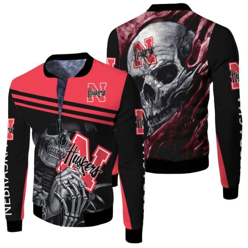 Nebraska Huskers Maiden Skull Fan 3d Jersey Fleece Bomber Jacket