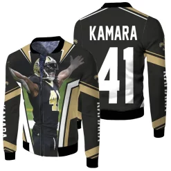 New Orleans Saints Alvin Kamara 41 Legend Fleece Bomber Jacket