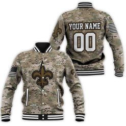 New Orleans Saints Camouflage Veteran 3d Personalized Baseball Jacket