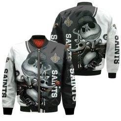 New Orleans Saints Jack Skellington And Zero Bomber Jacket