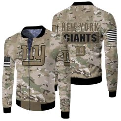 New York Giants Camoflage Pattern 3d Jersey Fleece Bomber Jacket