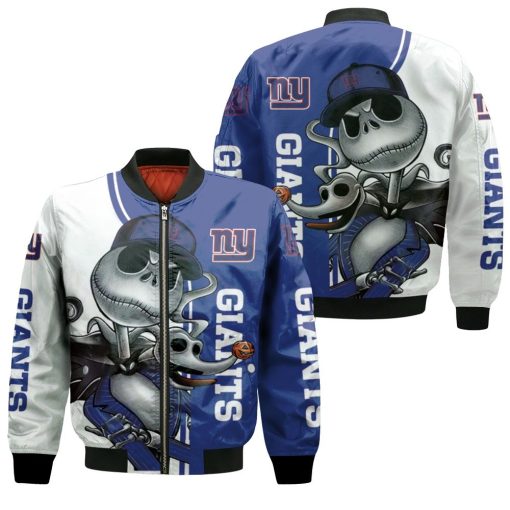 New York Giants Jack Skellington And Zero Bomber Jacket