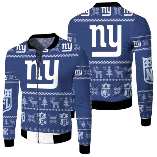 New York Giants Nfl Ugly Sweatshirt Christmas 3d Fleece Bomber Jacket