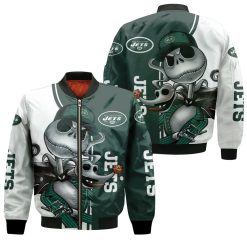 New York Jets Jack Skellington And Zero Bomber Jacket