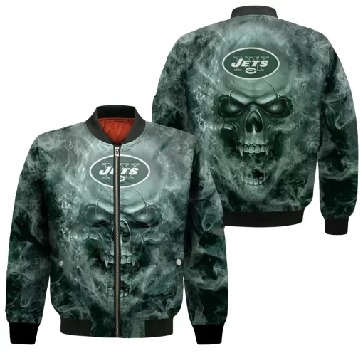 New York Jets Nfl Fans Skull Bomber Jacket